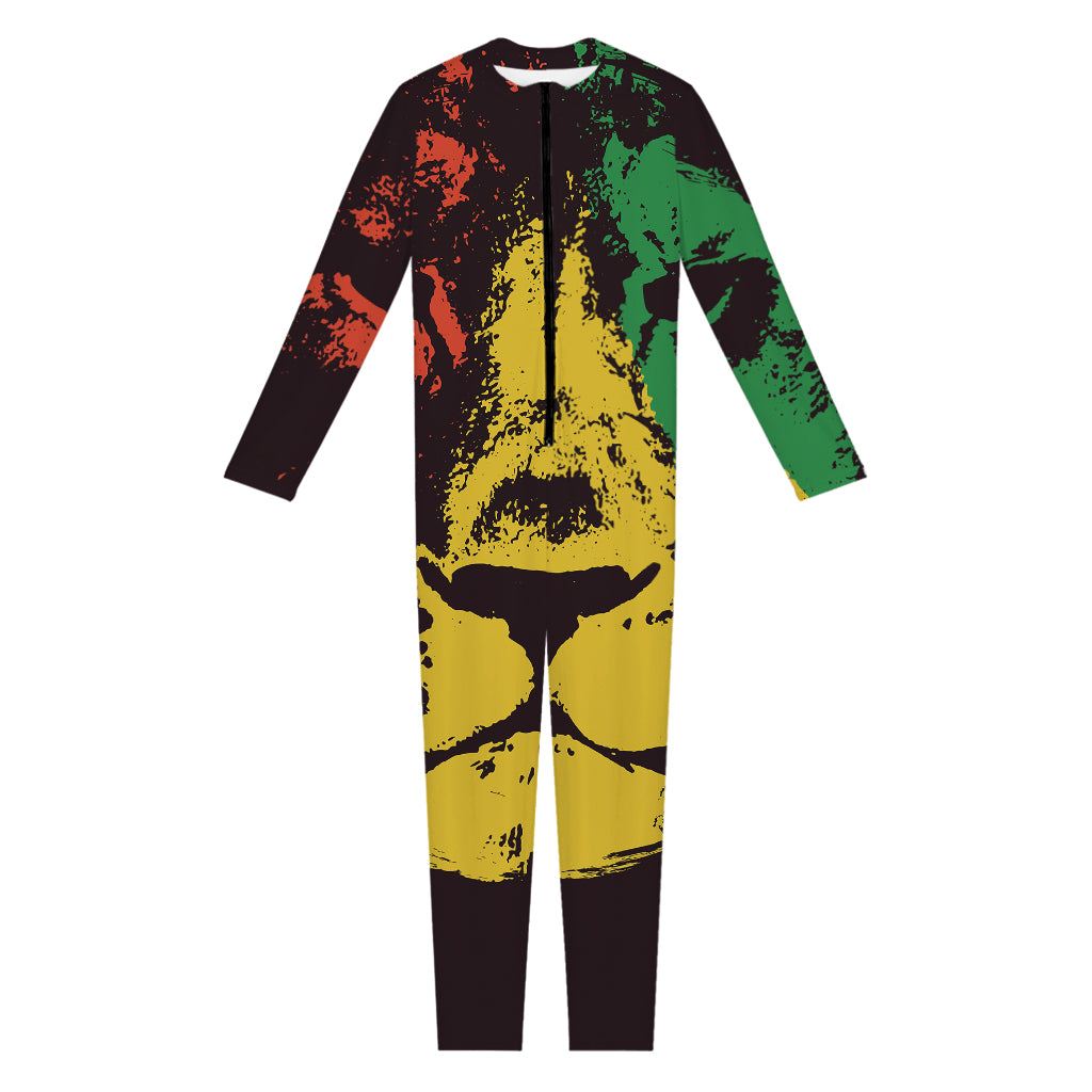 Grunge Rasta Lion Print Jumpsuit