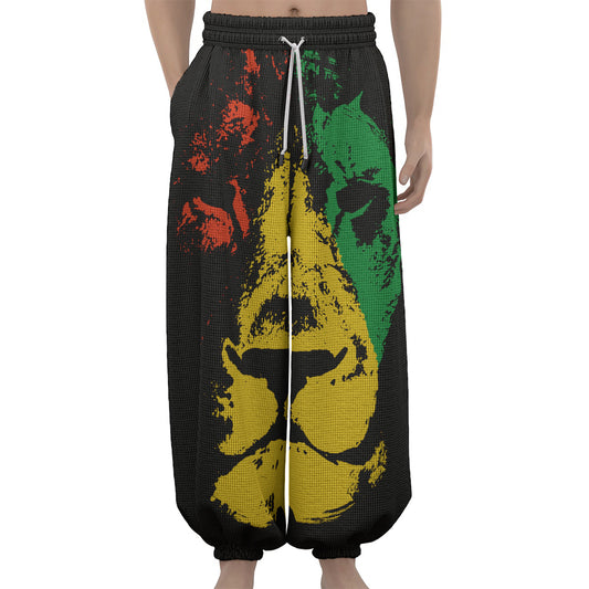Grunge Rasta Lion Print Lantern Pants