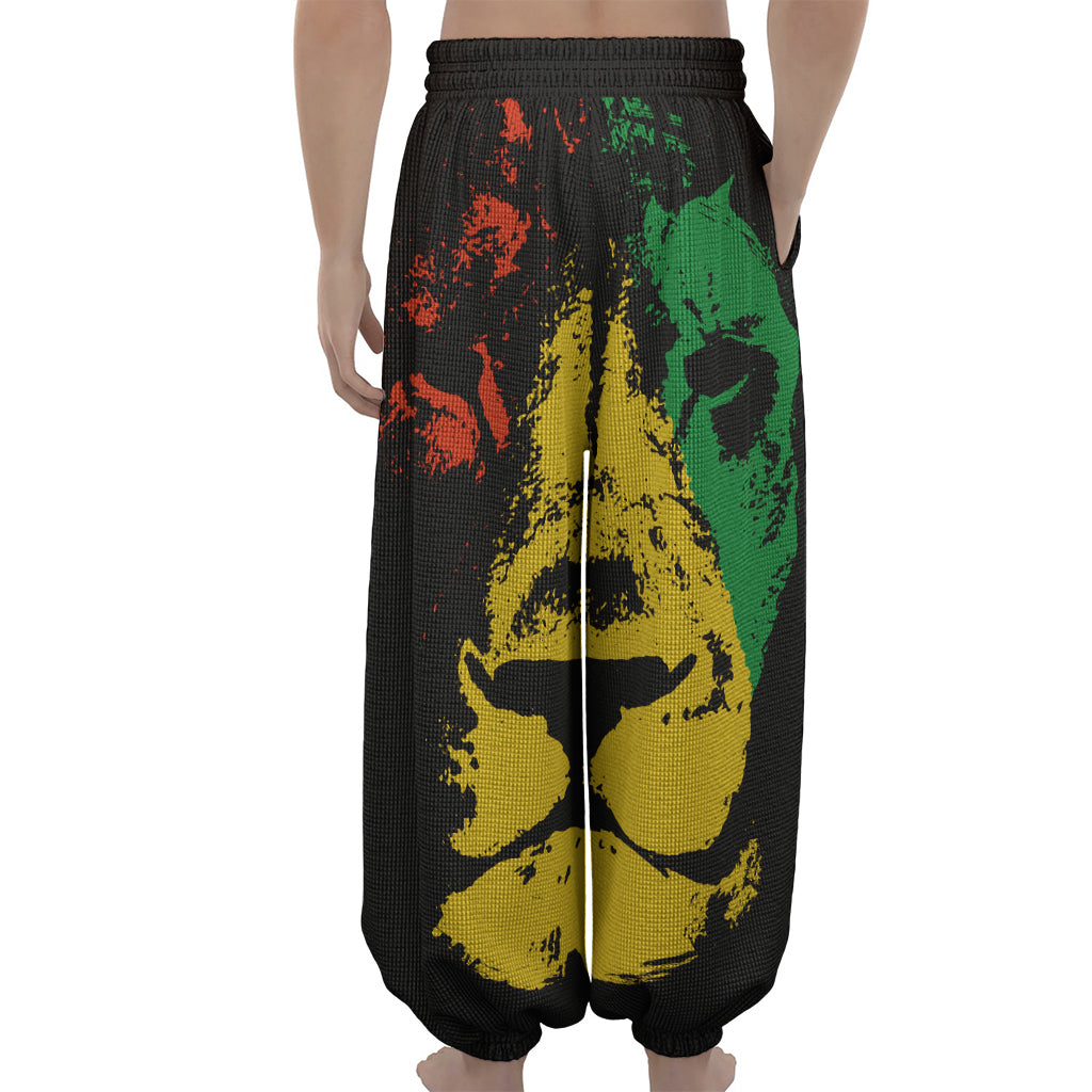 Grunge Rasta Lion Print Lantern Pants