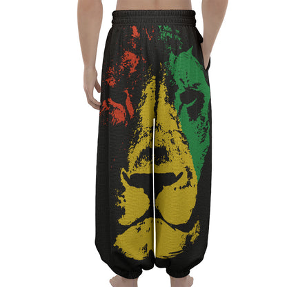 Grunge Rasta Lion Print Lantern Pants