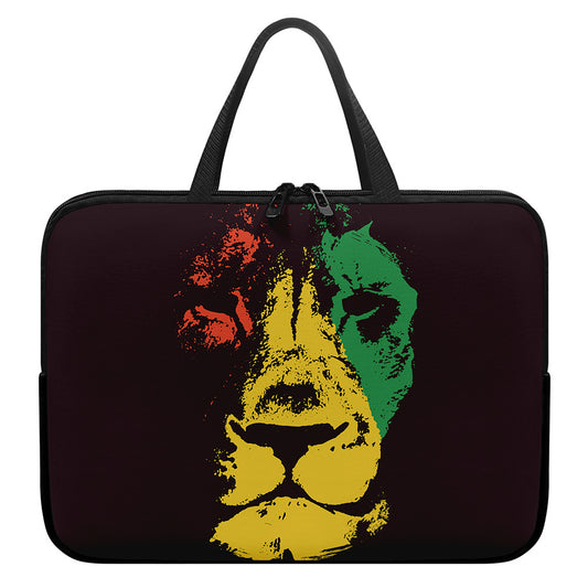 Grunge Rasta Lion Print Laptop Sleeve With Handle