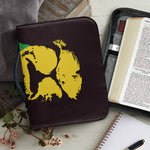Grunge Rasta Lion Print Leather Bible Cover