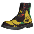 Grunge Rasta Lion Print Lace-Up Boots
