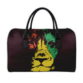 Grunge Rasta Lion Print Leather Duffel Bag
