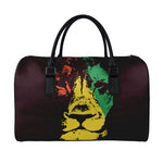 Grunge Rasta Lion Print Leather Duffle Bag