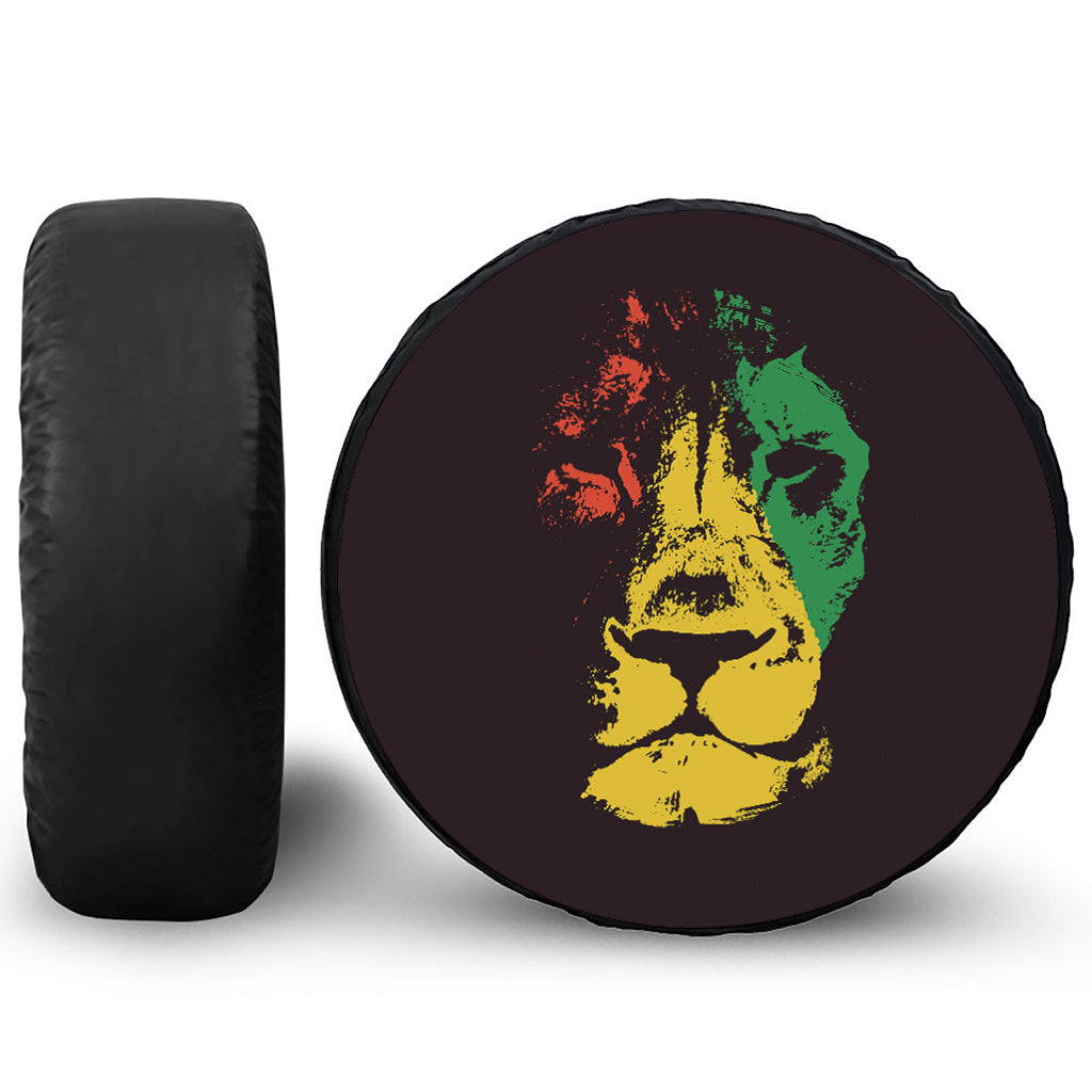 Grunge Rasta Lion Print Leather Spare Tire Cover