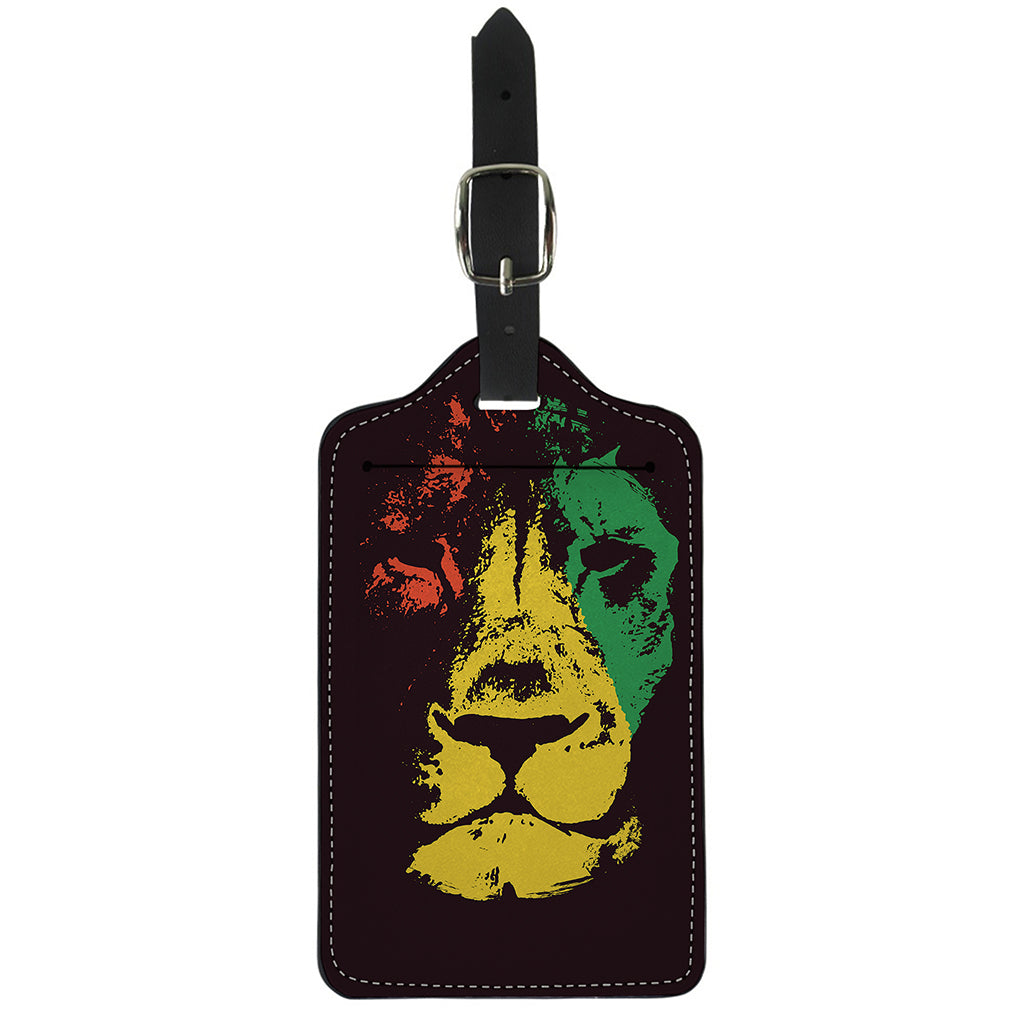 Grunge Rasta Lion Print Luggage Tag
