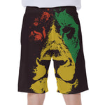 Grunge Rasta Lion Print Men's Beach Shorts