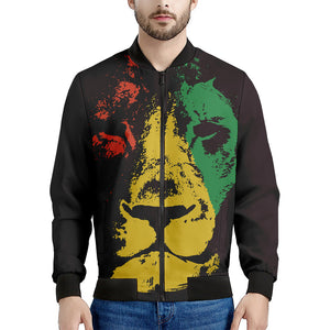 Grunge Rasta Lion Print Men's Bomber Jacket