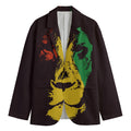 Grunge Rasta Lion Print Men's Cotton Blazer