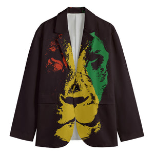 Grunge Rasta Lion Print Men's Cotton Blazer