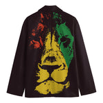 Grunge Rasta Lion Print Men's Cotton Blazer