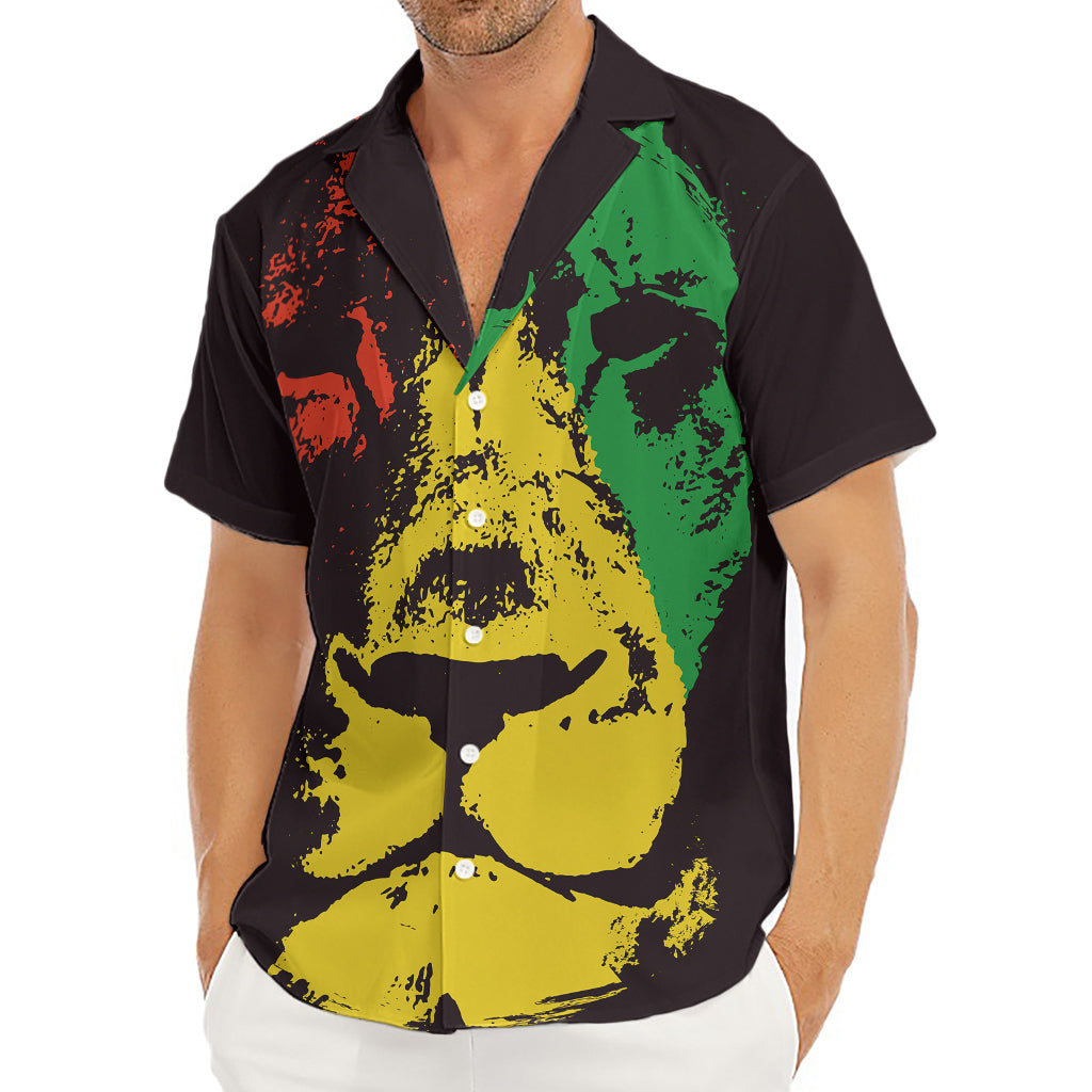 Grunge Rasta Lion Print Men's Deep V-Neck Shirt