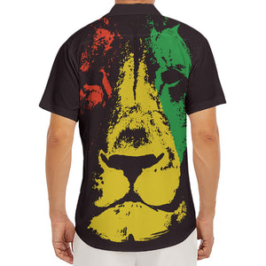 Grunge Rasta Lion Print Men's Deep V-Neck Shirt