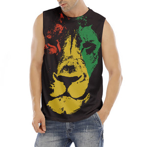 Grunge Rasta Lion Print Men's Fitness Tank Top