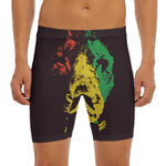 Grunge Rasta Lion Print Men's Long Boxer Briefs