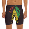 Grunge Rasta Lion Print Men's Long Boxer Briefs