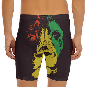 Grunge Rasta Lion Print Men's Long Boxer Briefs