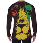 Grunge Rasta Lion Print Men's Long Sleeve T-Shirt