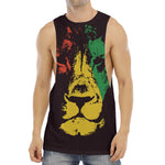 Grunge Rasta Lion Print Men's Muscle Tank Top