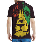 Grunge Rasta Lion Print Men's Polo Shirt