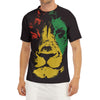 Grunge Rasta Lion Print Men's Short Sleeve Rash Guard