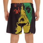 Grunge Rasta Lion Print Men's Split Running Shorts