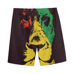 Grunge Rasta Lion Print Men's Sports Shorts