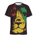 Grunge Rasta Lion Print Men's Athletic T-Shirt