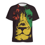Grunge Rasta Lion Print Men's Sports T-Shirt