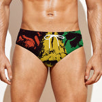 Grunge Rasta Lion Print Men's Swim Briefs