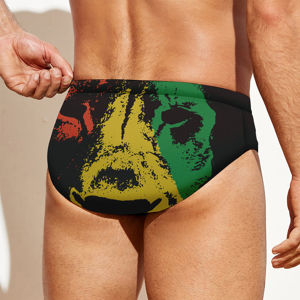 Grunge Rasta Lion Print Men's Swim Briefs