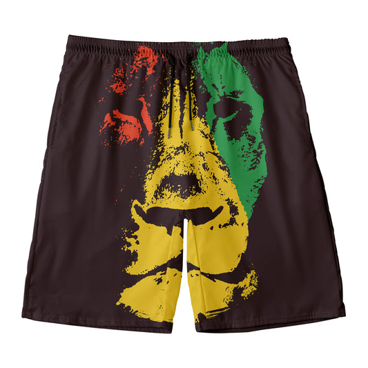 Grunge Rasta Lion Print Men's Swim Trunks