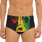 Grunge Rasta Lion Print Men's Triangle Swim Briefs
