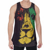 Grunge Rasta Lion Print Men's Velvet Tank Top