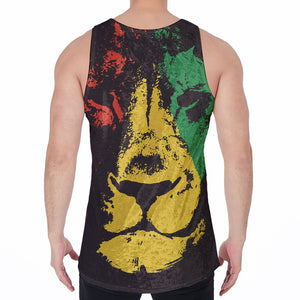 Grunge Rasta Lion Print Men's Velvet Tank Top