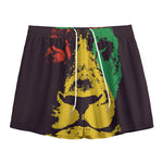 Grunge Rasta Lion Print Mesh Shorts