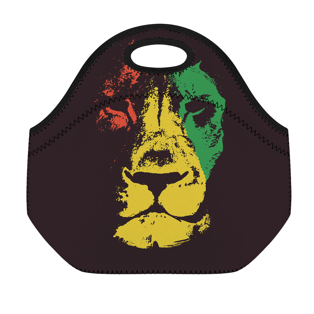 Grunge Rasta Lion Print Neoprene Lunch Bag