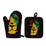 Grunge Rasta Lion Print Oven Mitt And Pot Holder Set