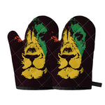 Grunge Rasta Lion Print Oven Mitts