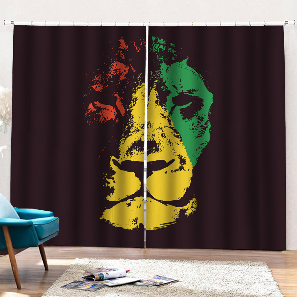 Grunge Rasta Lion Print Pencil Pleat Curtains