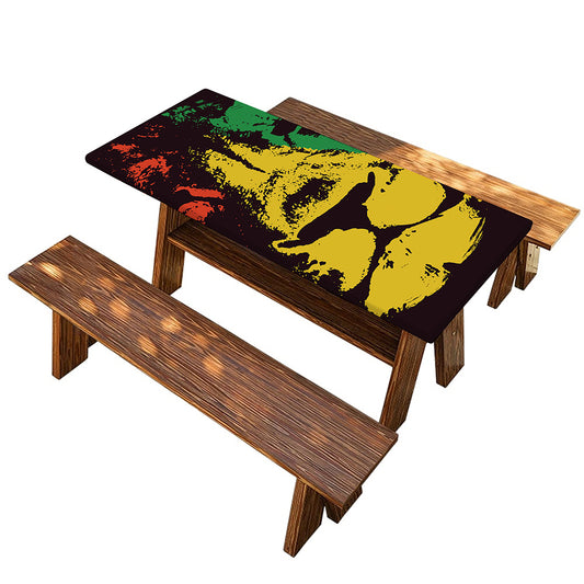Grunge Rasta Lion Print Picnic Table Cover