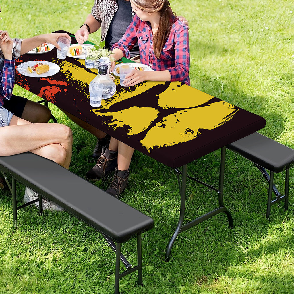 Grunge Rasta Lion Print Picnic Table Cover