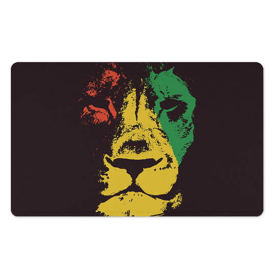 Grunge Rasta Lion Print Polyester Doormat