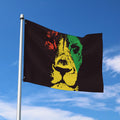 Grunge Rasta Lion Print Polyester Flag