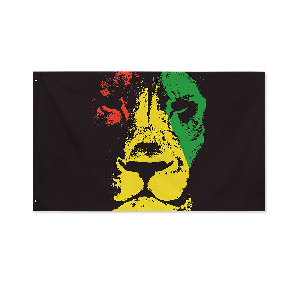 Grunge Rasta Lion Print Polyester Flag