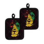 Grunge Rasta Lion Print Pot Holders