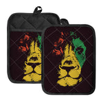 Grunge Rasta Lion Print Pot Holders With Pocket