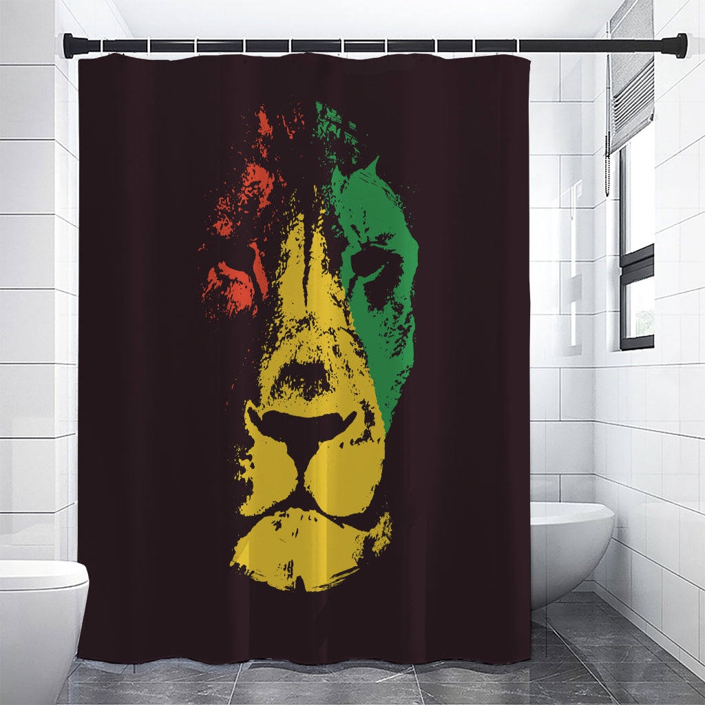 Grunge Rasta Lion Print Premium Shower Curtain