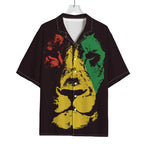 Grunge Rasta Lion Print Rayon Hawaiian Shirt